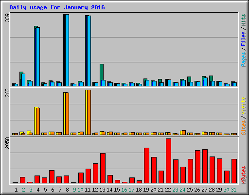 Daily usage for January 2016