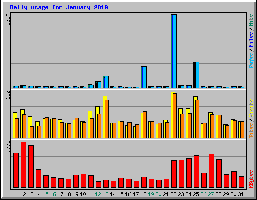 Daily usage for January 2019