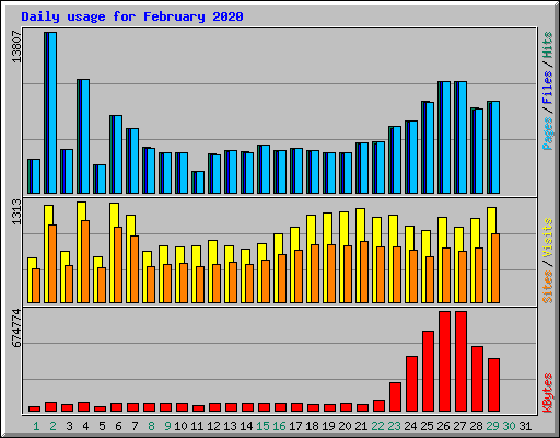 Daily usage for February 2020