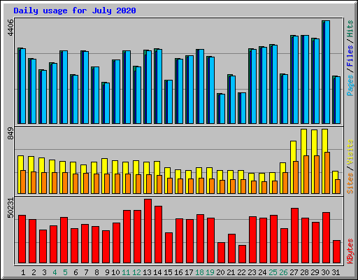 Daily usage for July 2020