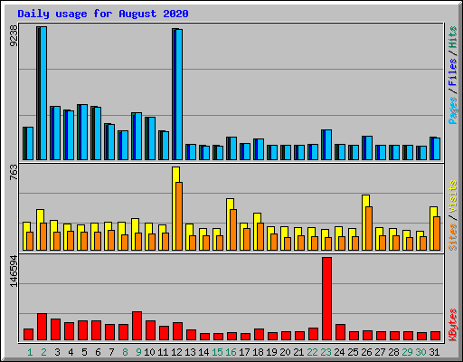 Daily usage for August 2020