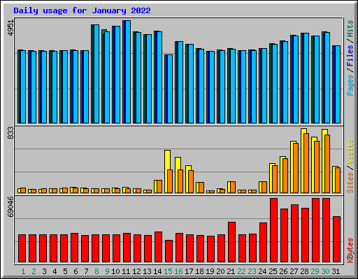 Daily usage for January 2022
