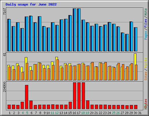 Daily usage for June 2022