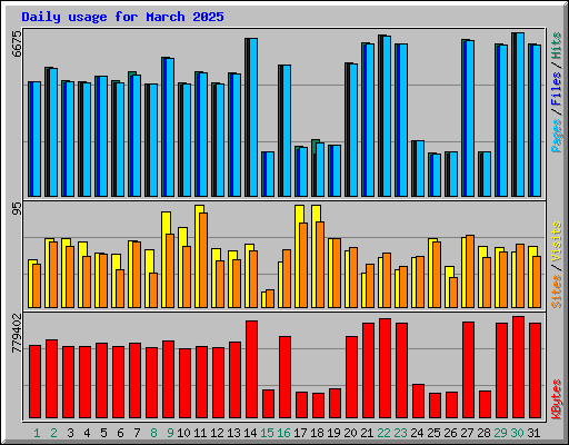 Daily usage for March 2025