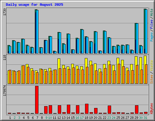 Daily usage for August 2025